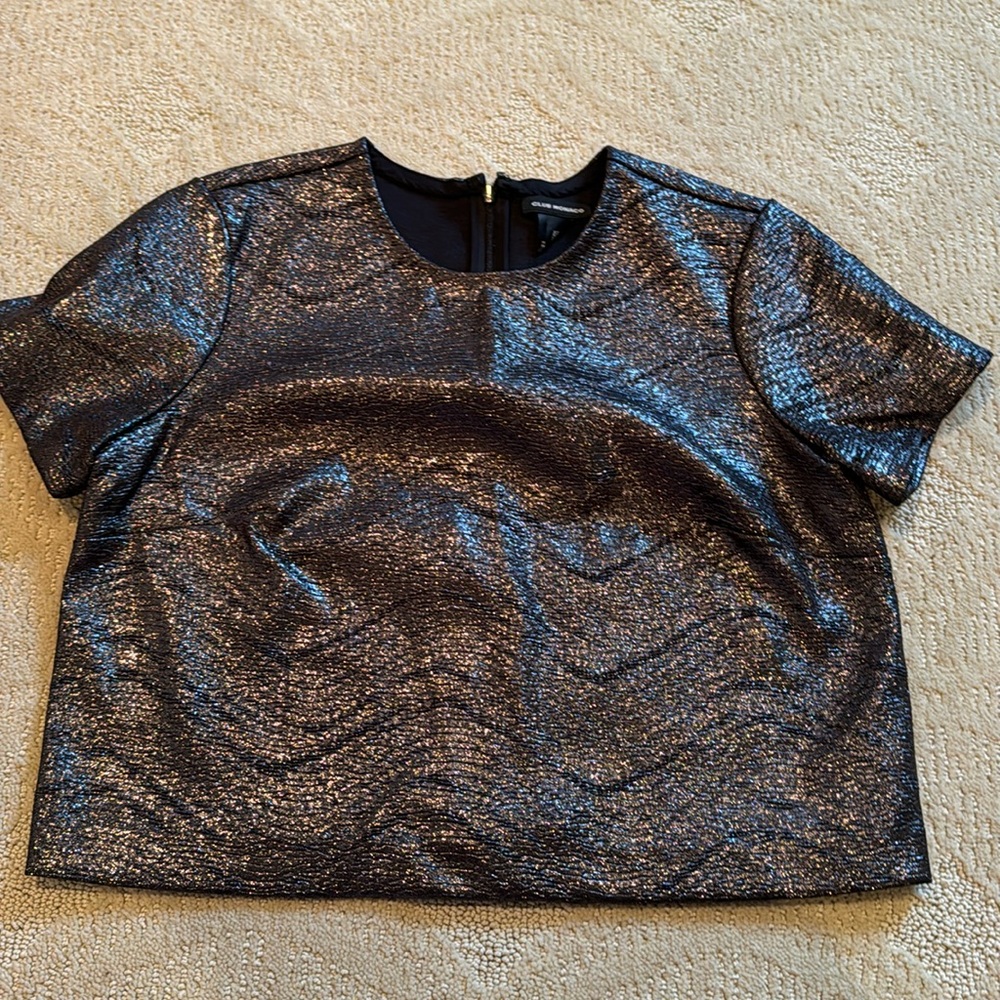 Club Monaco metallic slightly cropped shirt